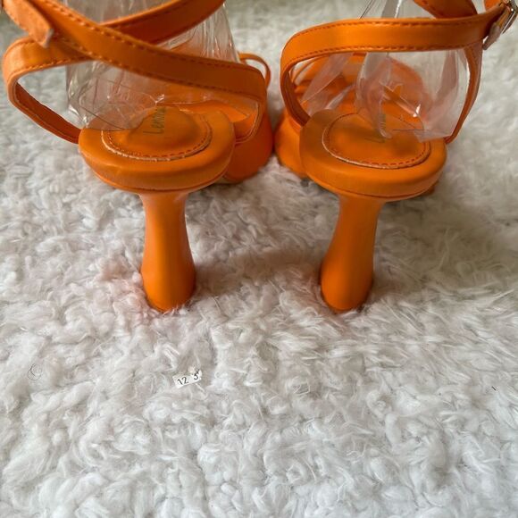 Lemonade Cicely Orange platform square toe strap ankle strap sandals size 10 - Picture 8 of 10